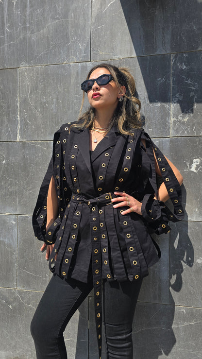 ARIA NOIR TASSEL BLAZER