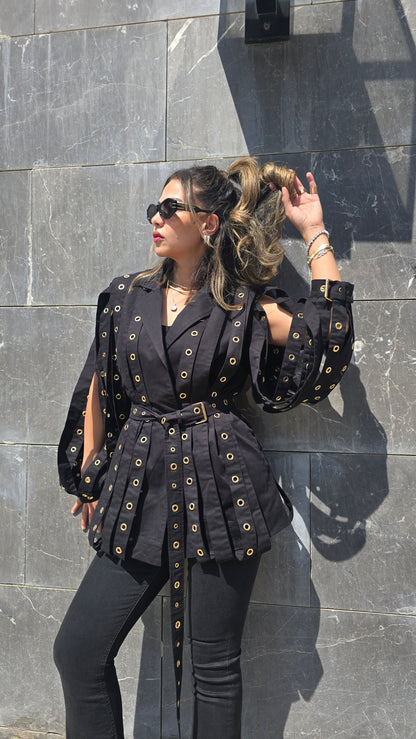 ARIA NOIR TASSEL BLAZER