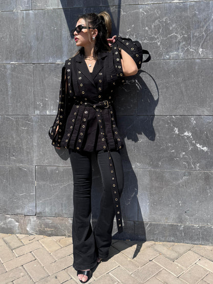 ARIA NOIR TASSEL BLAZER